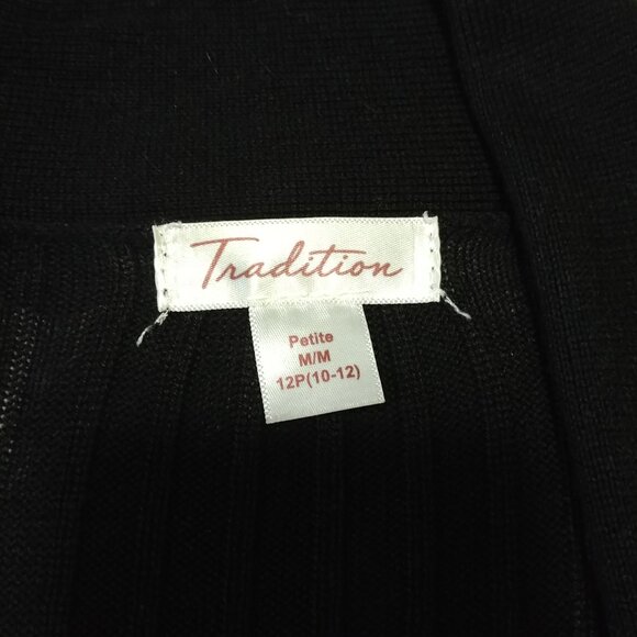 Tradition Black Sweater, no buttons, knit look bottom Size 12P, Acrylic/ Rayon - Picture 3 of 3